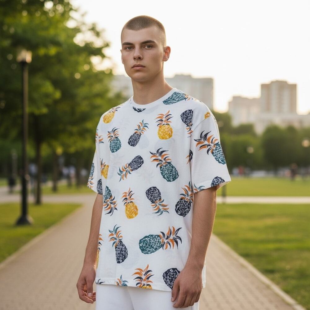FREE PLANET Men’s XL PINEAPPLE PRINT T-shirt